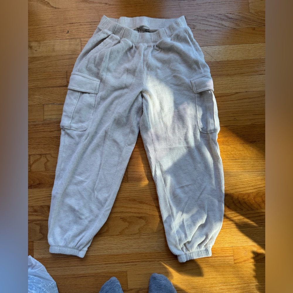 Aerie Cream Ribbed Lounge Pants